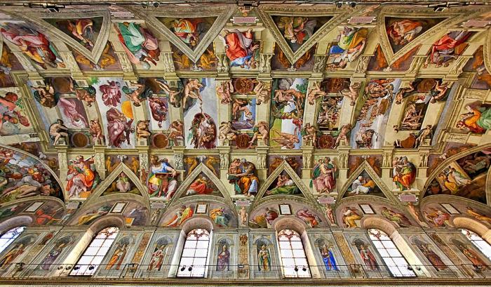 Images of michelangelo's ceiling of the sistine chapel present