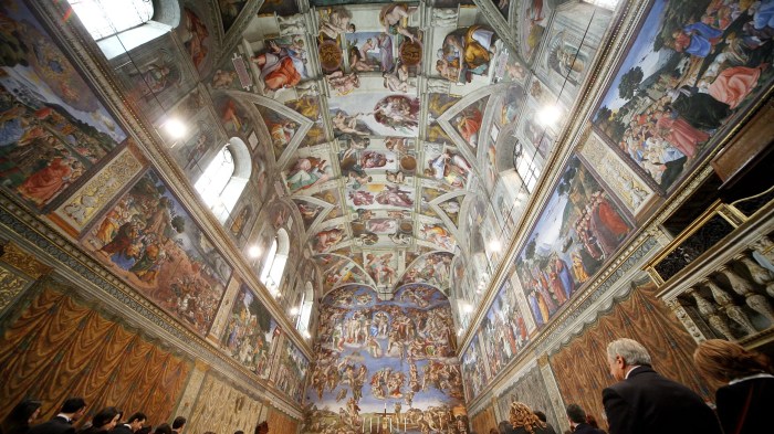 Images of michelangelo's ceiling of the sistine chapel present