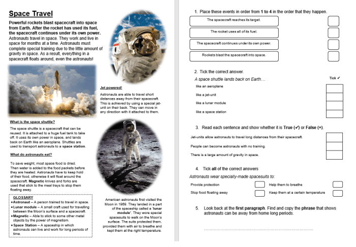 Extended reading comprehension funding space exploration answer key